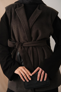 Bel Bağlamalı Kaşe Yelek Antrasit