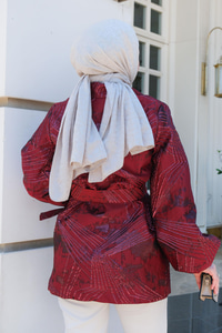 Bel Bağlamalı Kimono  Bordo