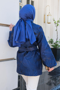 Bel Bağlamalı Kimono  Lacivert