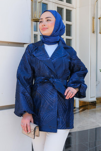 Bel Bağlamalı Kimono  Lacivert