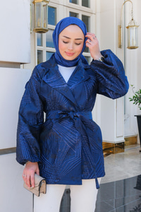 Bel Bağlamalı Kimono  Lacivert