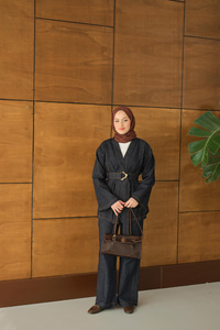 Bel Bağlamalı Kimono Takım Lacivert