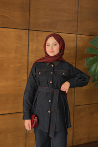 Bel Bağlamalı Kot Takım Lacivert