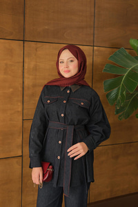 Bel Bağlamalı Kot Takım Lacivert