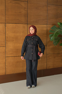 Bel Bağlamalı Kot Takım Lacivert