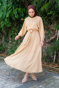 Uygun Fiyatlı BEL BAGLAMALI KUSAKLI ELBISE  | Loccomoda.com 