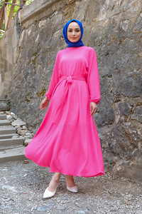 Uygun Fiyatlı BEL BAGLAMALI KUSAKLI ELBISE  | Loccomoda.com 