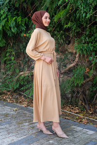 Uygun Fiyatlı BEL BAGLAMALI KUSAKLI ELBISE  | Loccomoda.com 