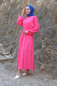 Uygun Fiyatlı BEL BAGLAMALI KUSAKLI ELBISE  | Loccomoda.com 