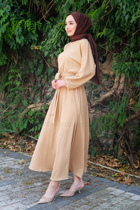 Uygun Fiyatlı BEL BAGLAMALI KUSAKLI ELBISE  | Loccomoda.com 