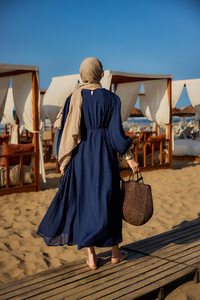 Bel Bağlamalı Laced Elbise Lacivert