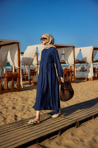 Bel Bağlamalı Laced Elbise Lacivert