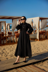 Bel Bağlamalı Laced Elbise Siyah