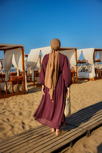 Bel Bağlamalı Loced Elbise Mürdüm