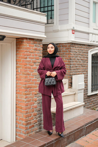 Bel Bağlamalı Müslin Takım Mürdüm