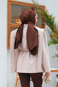 Bel Bağlamalı Omuz Vatkalı Ceket Taş