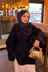 Bel Bağlamalı Sedef Tunik Lacivert