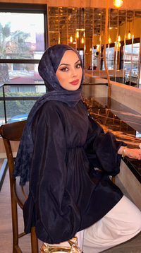 Bel Bağlamalı Sedef Tunik Lacivert