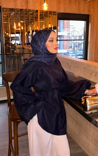 Bel Bağlamalı Sedef Tunik Lacivert