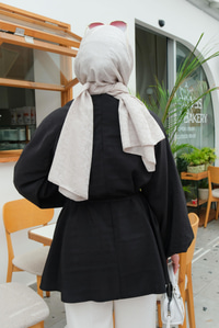 Bel Bağlamalı Sedef Tunik Siyah