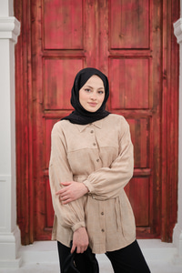 Bel Bağlamalı Tencele Gömlek Krem