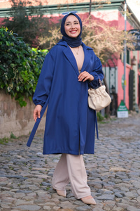 BEL BAGLAMALI TRENC  Saks Mavi