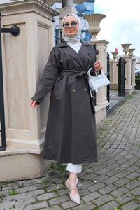 Bel Bağlamalı Trençkot Antrasit