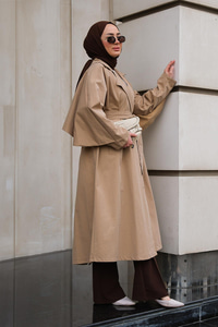 Bel Bağlamalı Trençkot Bej