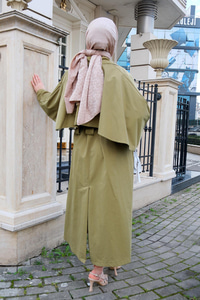 Bel Bağlamalı Trençkot çağla yeşil