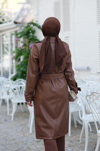 Bel Bağlamalı trençkot Kahverengi