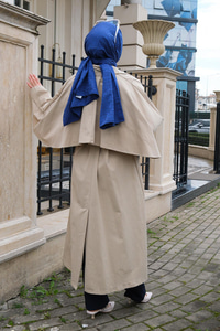 Bel Bağlamalı Trençkot Taş