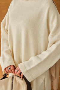 Bel Bağlamalı Triko Takım Krem