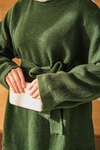 Bel Bağlamalı Triko Takım Zümrüt Yeşil