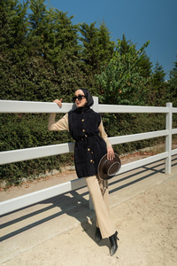 Bel Bağlamalı Triko Yelek Siyah