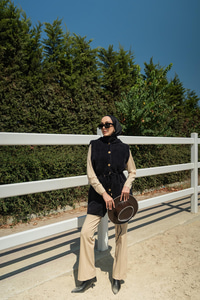 Bel Bağlamalı Triko Yelek Siyah