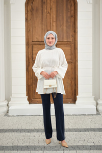 Bel Bağlamalı Tunik Beyaz