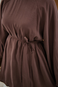 Bel Bağlamalı Tunik Kahverengi