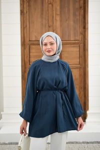 Bel Bağlamalı Tunik Petrol Mavi