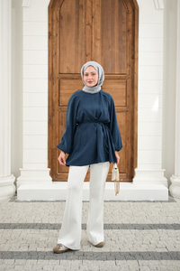 Bel Bağlamalı Tunik Petrol Mavi