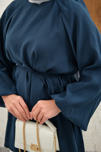 Bel Bağlamalı Tunik Petrol Mavi