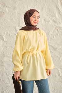 Bel Bağlamalı Tunik Sarı