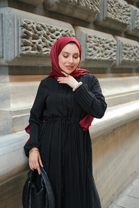 BEL BUZGULU ELBISE SIYAH