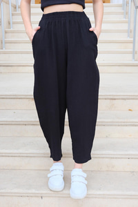 Bel Detaylı Pantolon Siyah