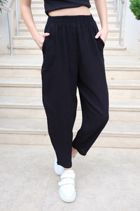 Bel Detaylı Pantolon Siyah