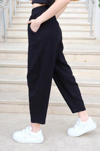 Bel Detaylı Pantolon Siyah