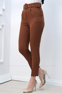 BEL KEMERLI KUMAS PANTOLON  KIREMIT