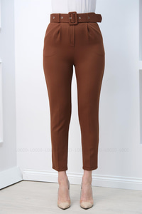 BEL KEMERLI KUMAS PANTOLON  KIREMIT