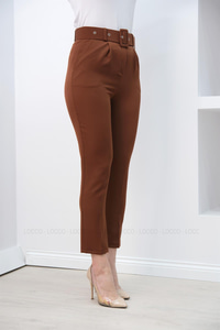 BEL KEMERLI KUMAS PANTOLON  KIREMIT