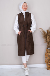 Uygun Fiyatlı BEL LASTIK DETAY YELEK  KAHVERENGI | Loccomoda.com 