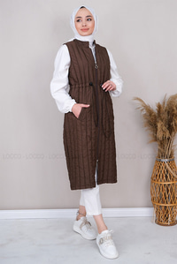 Uygun Fiyatlı BEL LASTIK DETAY YELEK  KAHVERENGI | Loccomoda.com 